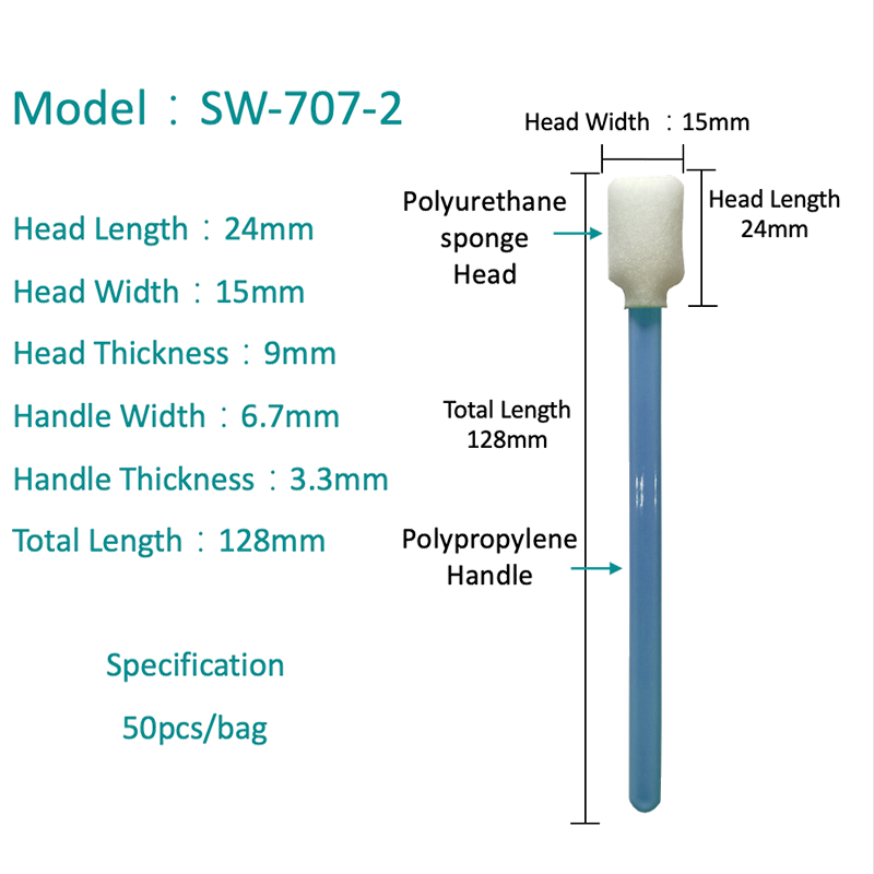 SW-707-2 Rectangular Sponge Head Cleanroom Swab para sa printer