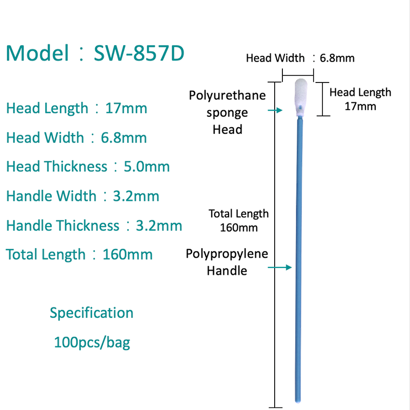 SW-857D foam head lalim na cleanroom swab