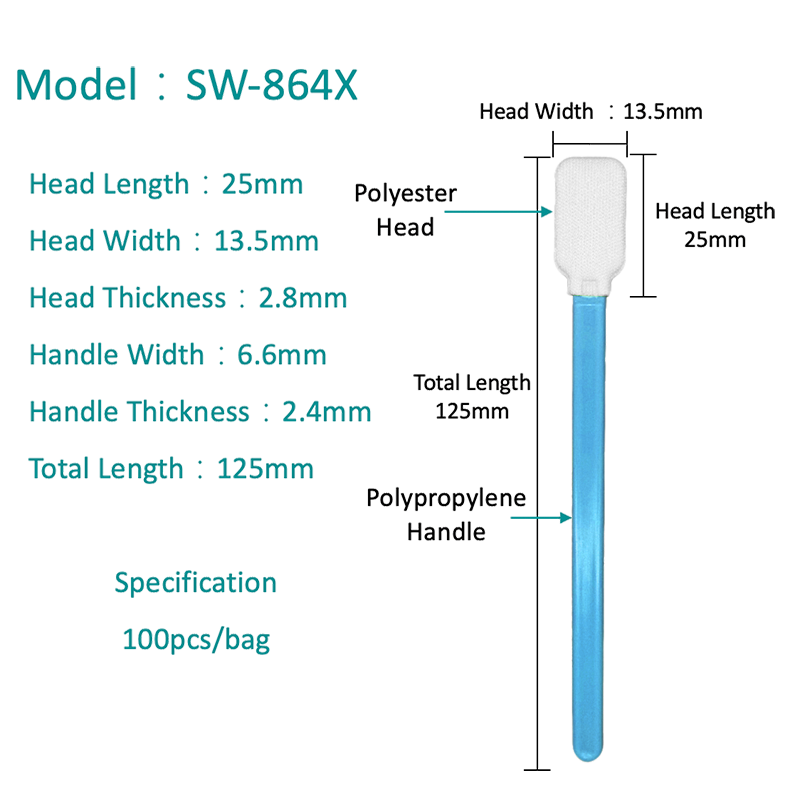 SW-864X malawak na ulo high-grade antistatic cleanroom swab